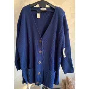 NWT Navy Button Up Knit Cardigan 3X